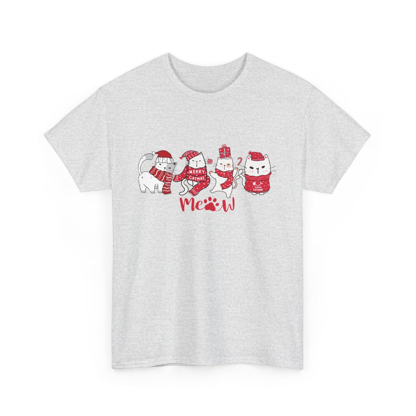 Cats, Merry Christmas - Unisex Heavy Cotton Tee - 10075