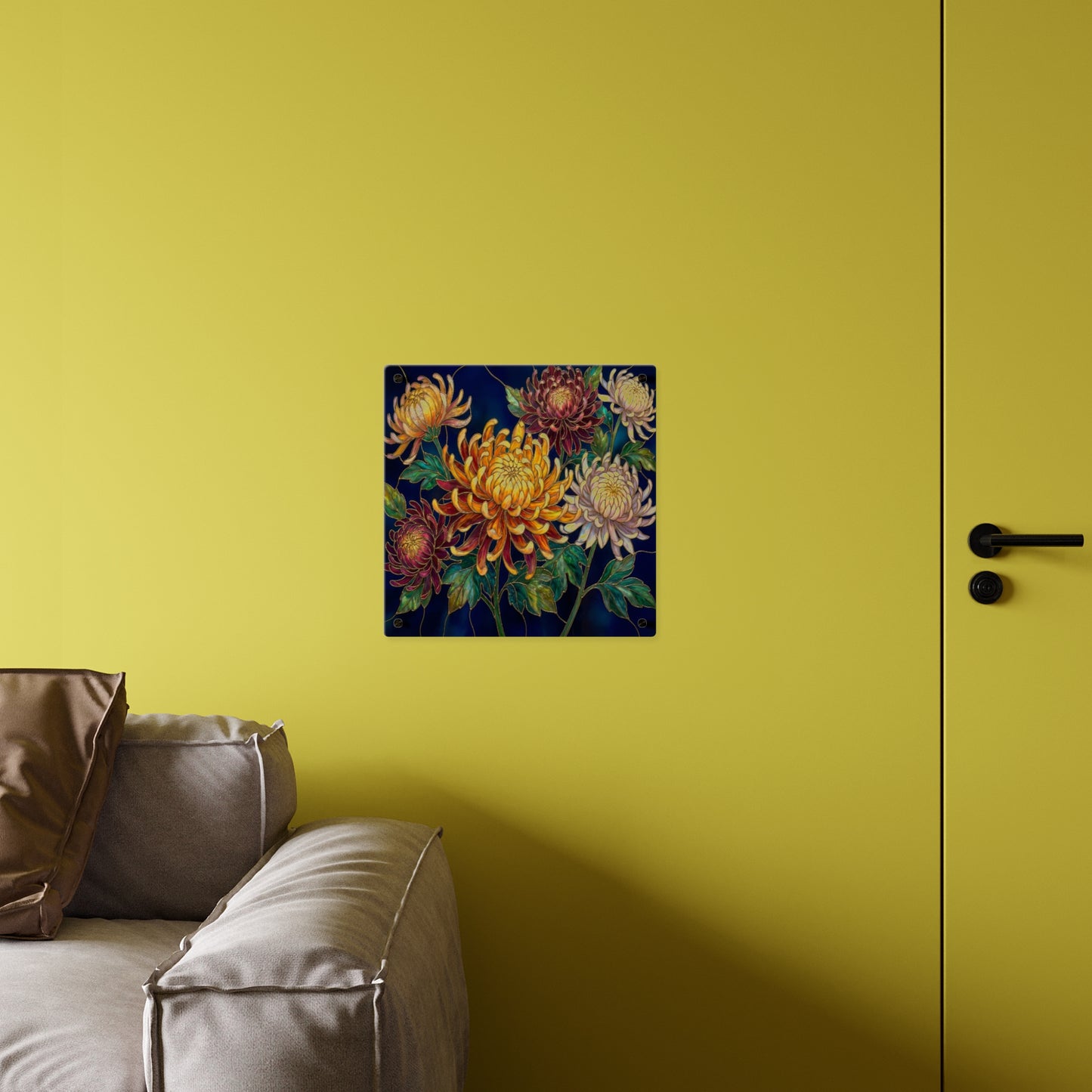 Chrysanthemum Acrylic Wall Art Panel — Floral Botanical Home Décor - 14609