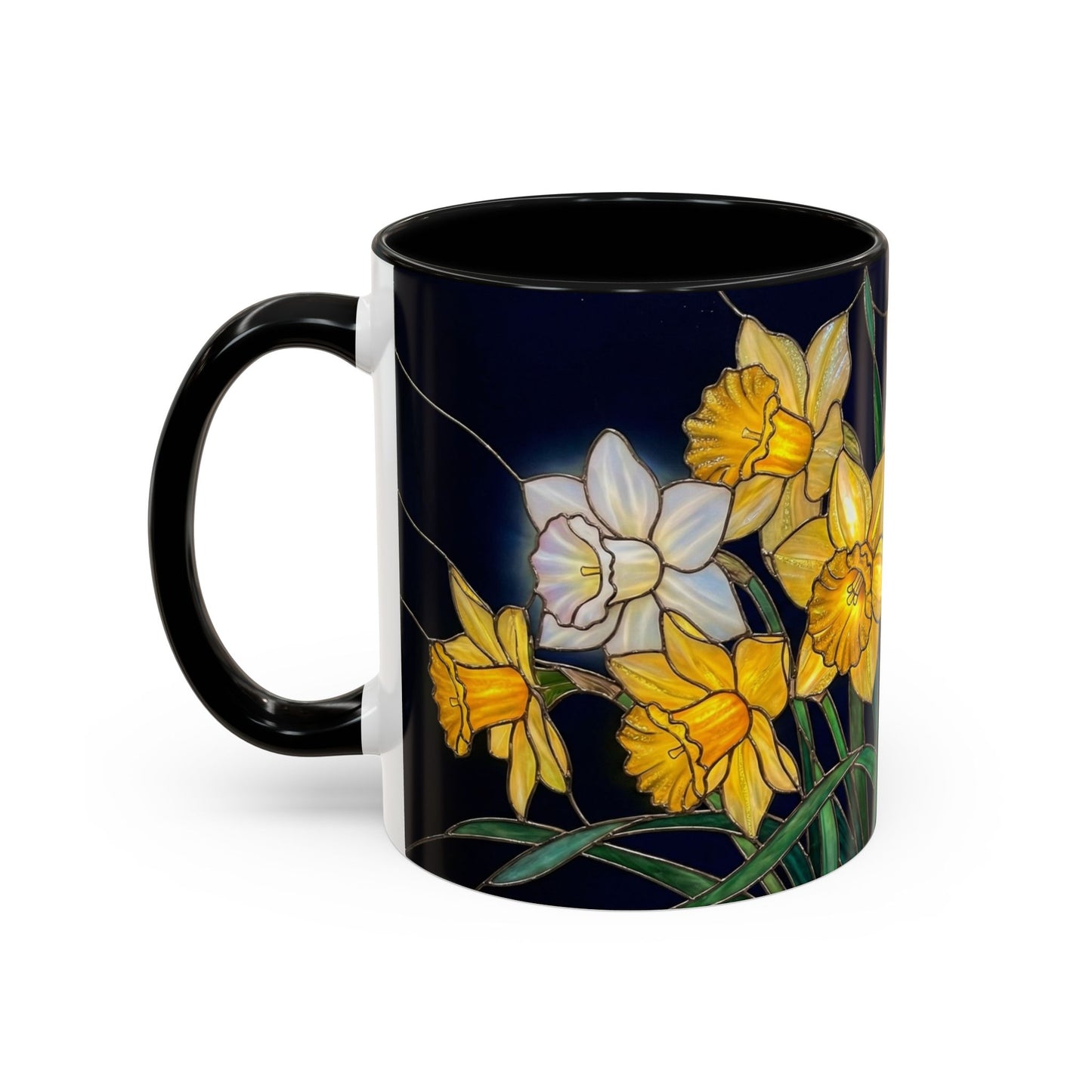 Daffodil Garden Accent Coffee Mug — Stained Glass Design (11/15oz) - 14542