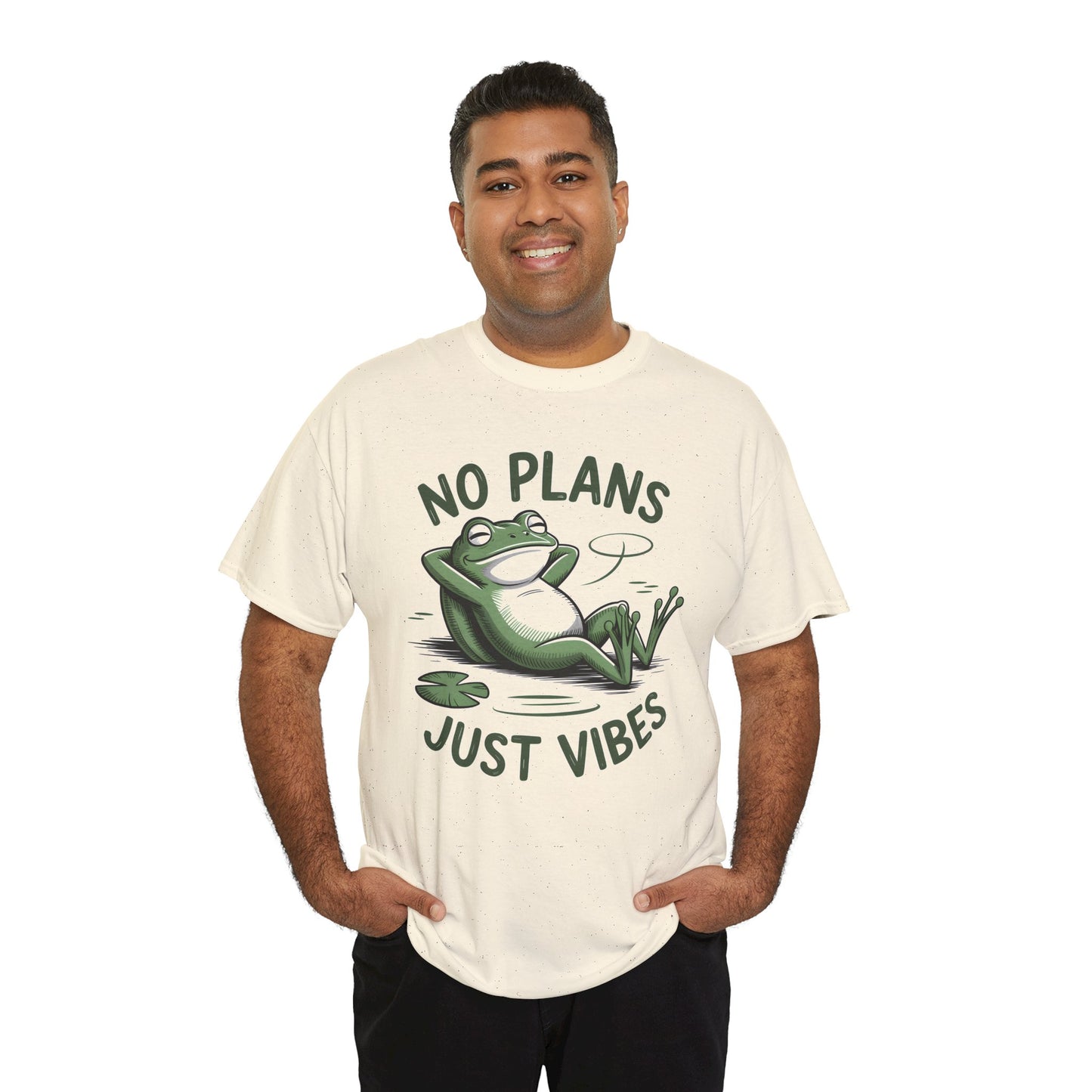 Funny Frog T-Shirt – “No Plans Just Vibes” Relaxed Graphic Tee - 14857