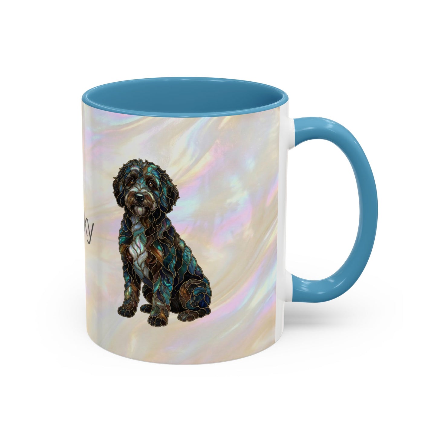 Portuguese Water Dog Accent Coffee Mug — Stained Glass Design (11/15oz) - 14655