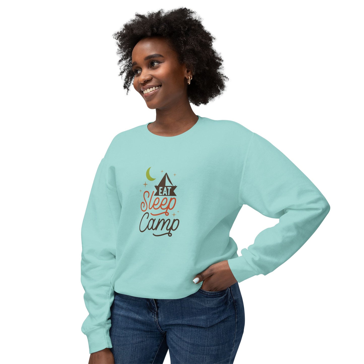 Eat Sleep & Camp - Unisex Lightweight Crewneck Sweatshirt - 10561