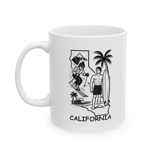 "California: The only state where you can ski and surf in the same day." Ceramic Mug - 11oz & 15oz - 12720