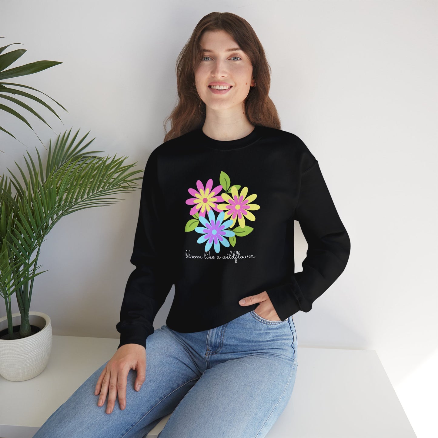 Bright Flower Unisex Heavy Blend™ Crewneck Sweatshirt