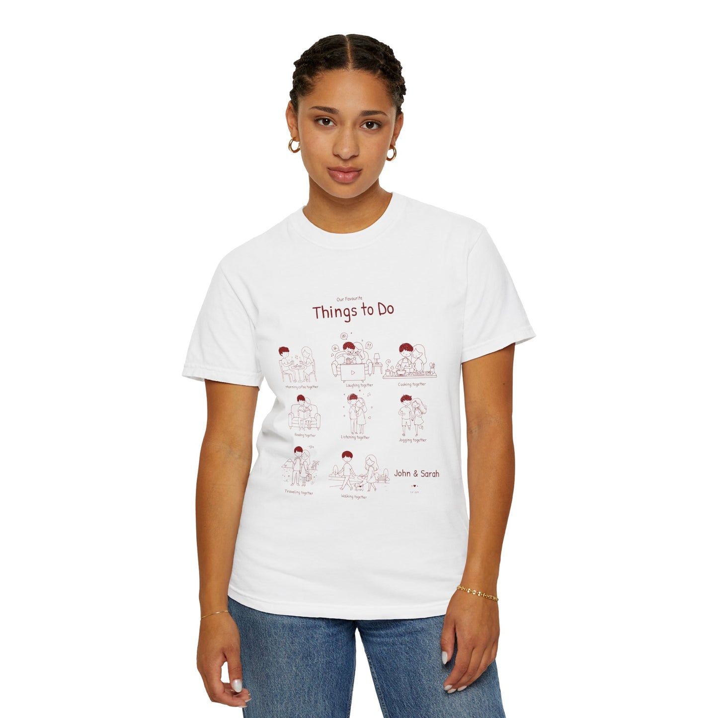 Our Favourite Things to Do Together – Personalised Valentine’s Illustration T-Shirt Gift - 14724