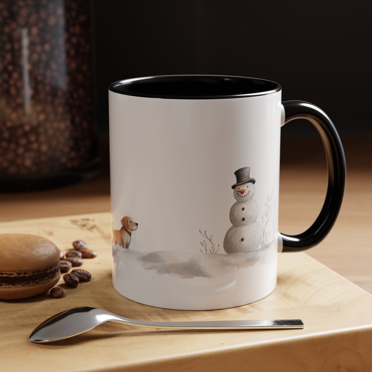 Winter Tree, Snowman & Puppy - Accent Coffee Mug (11, 15oz) - 10404