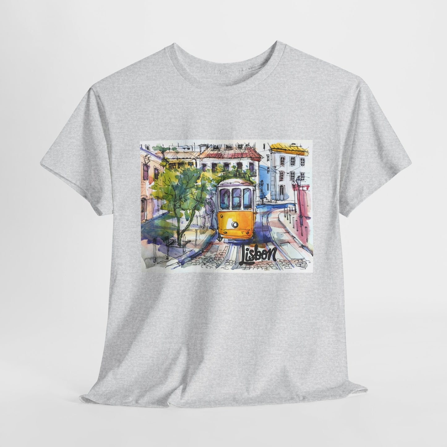 Lisbon Tram Unisex Heavy Cotton Tee - 12134