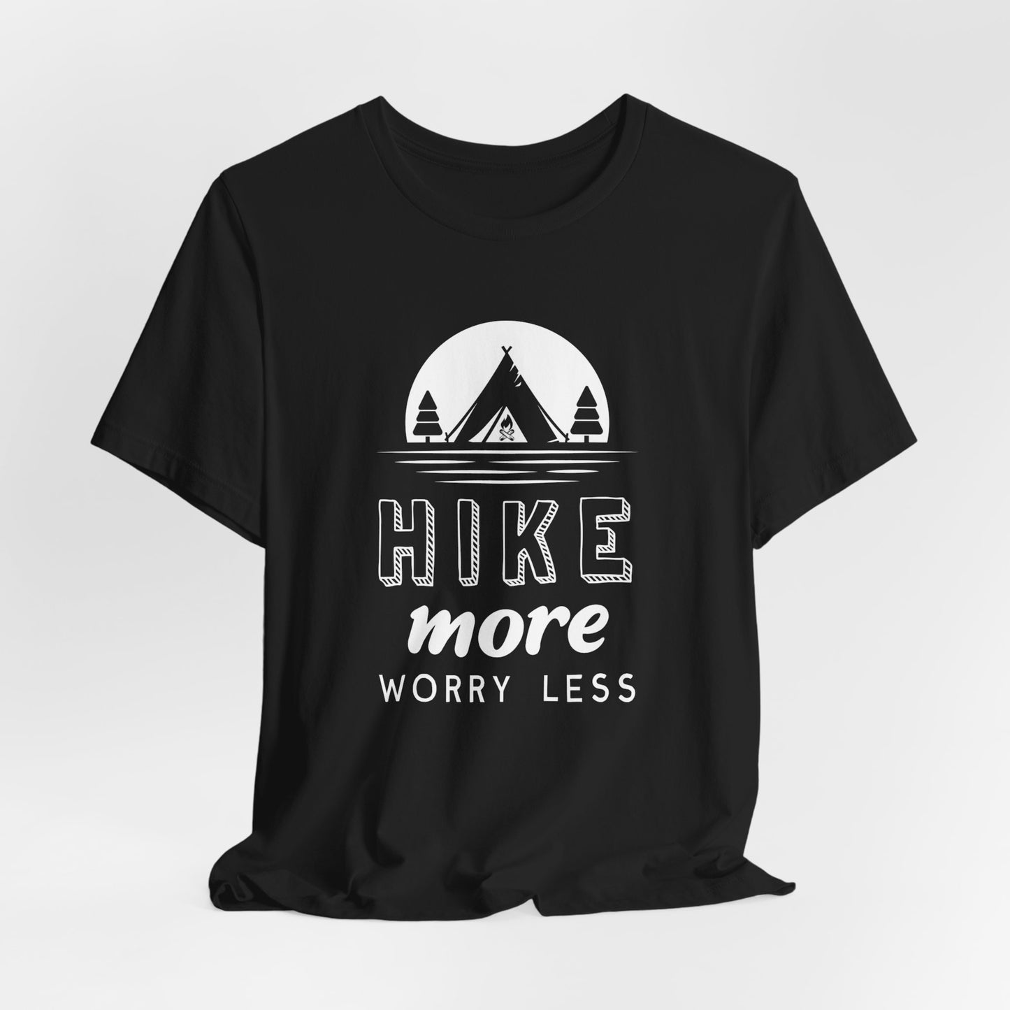 Camping: Hike More Worry Less - Unisex Jersey Short Sleeve Tee