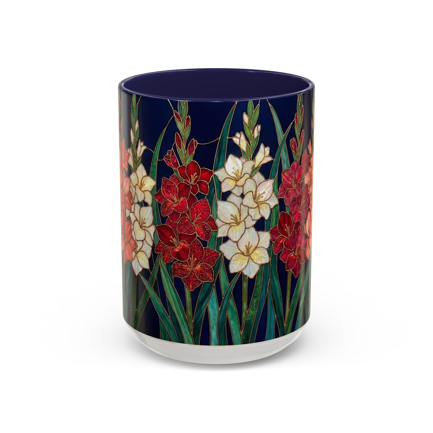 Gladiolus Floral Accent Coffee Mug — Stained Glass Design (11/15oz) - 14594
