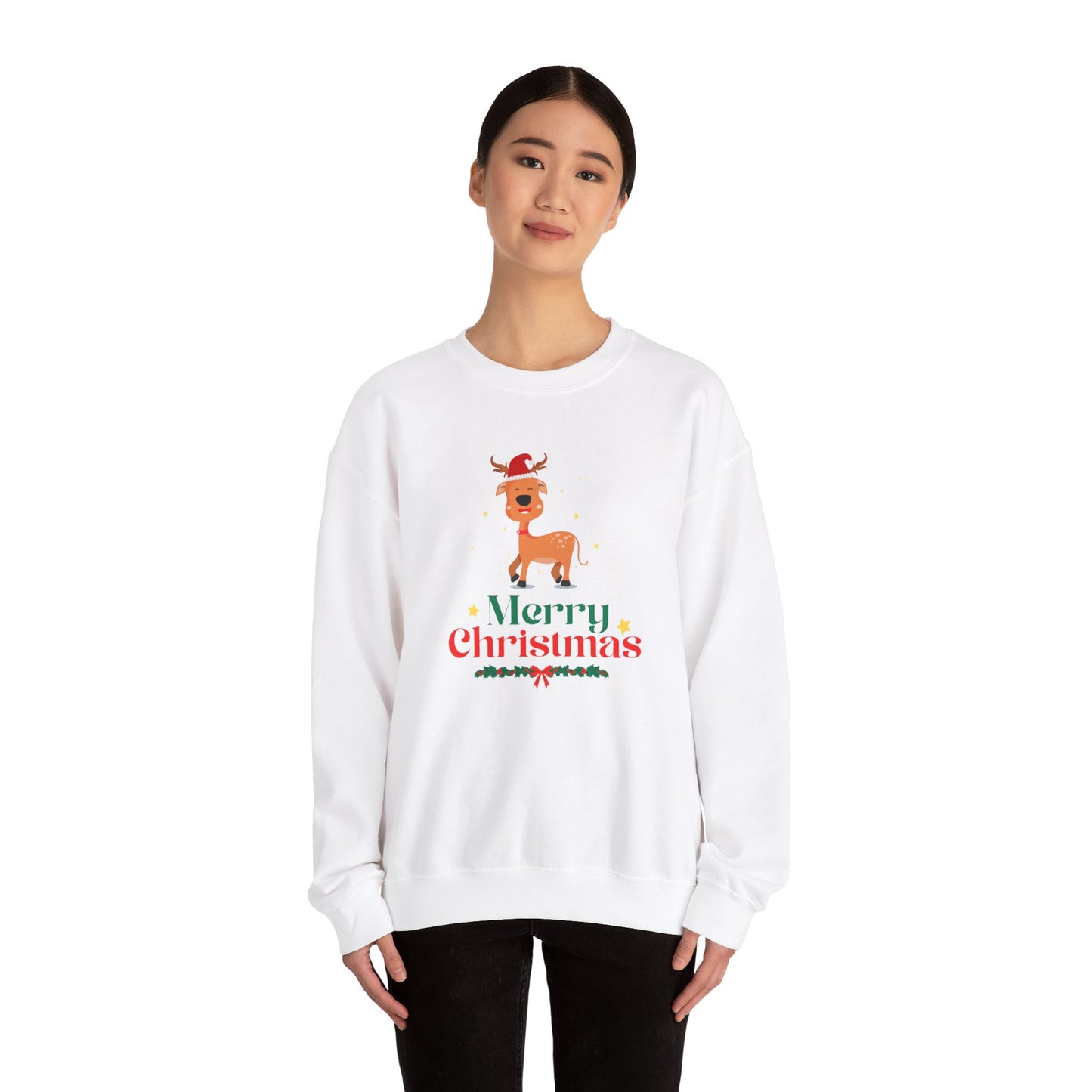 Reindeer, Merry Christmas - Unisex Heavy Blend™ Crewneck Sweatshirt