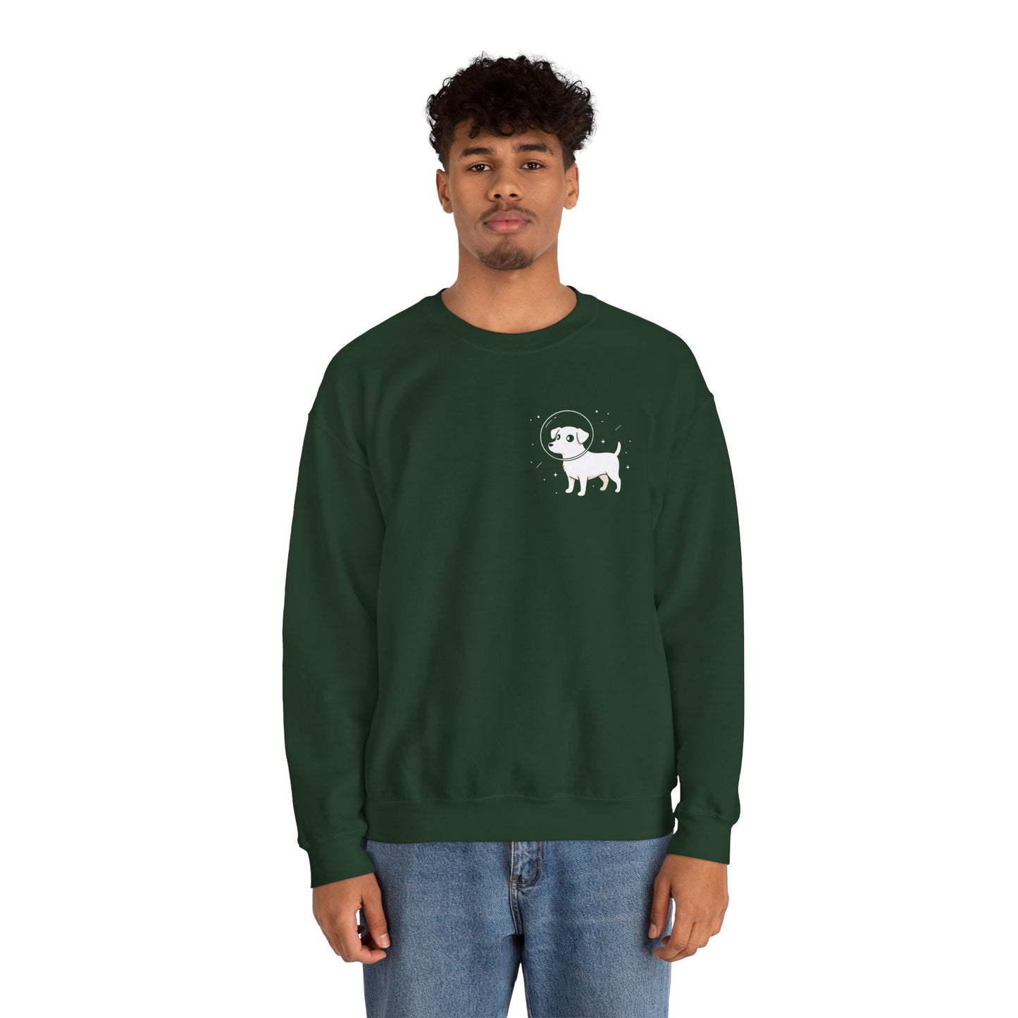 Dog in Space Crewneck Sweatshirt – Space Puppy Graphic Pullover - 14678