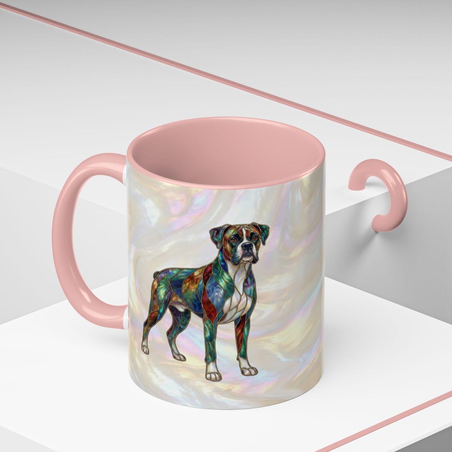 Boxer Accent Coffee Mug -Stained Glass Style (11/15oz) - 14621
