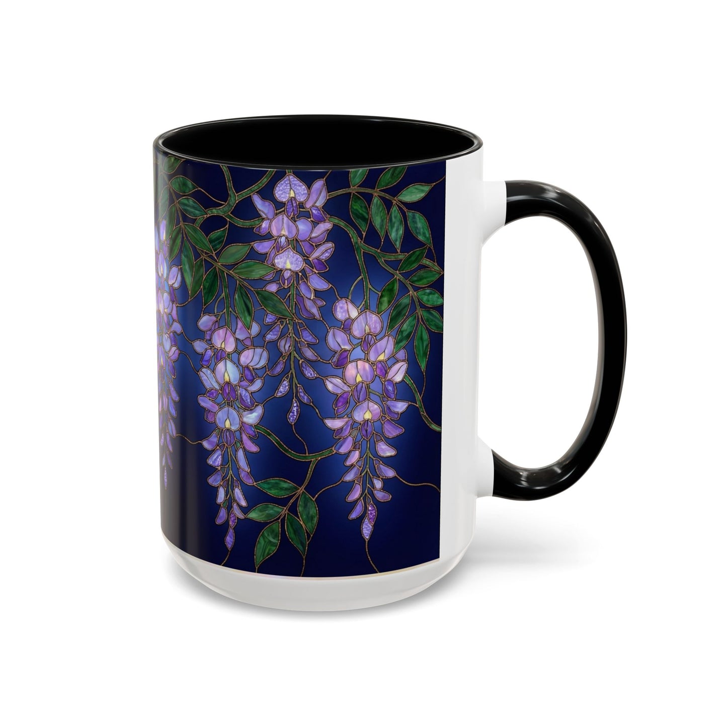Wisteria Bloom Accent Coffee Mug — Stained Glass Design 11/15oz - 14589