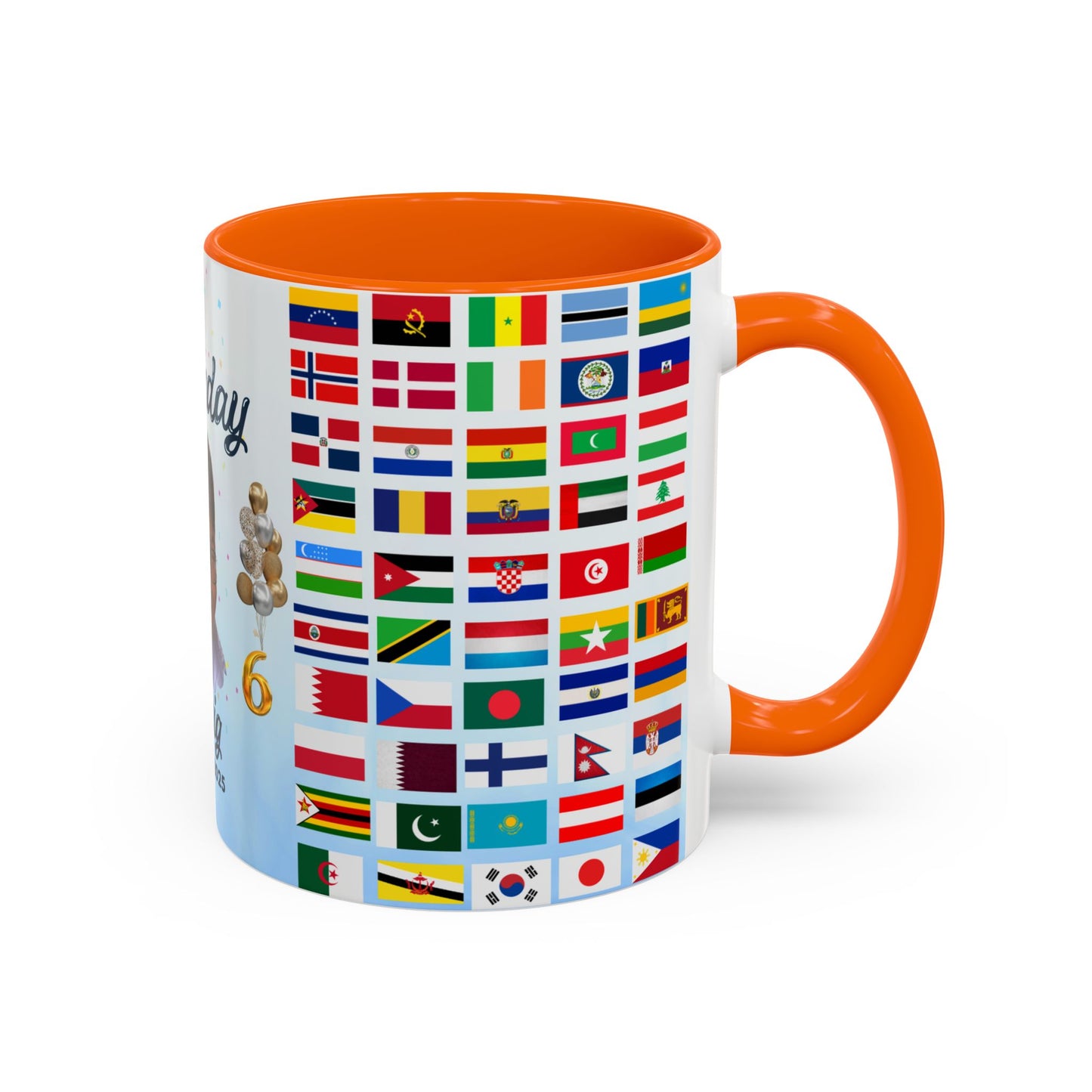 Kids, Happy Birthday, World Flag Fan, Details Customizable - Accent Coffee Mug (11, 15oz) - 11232
