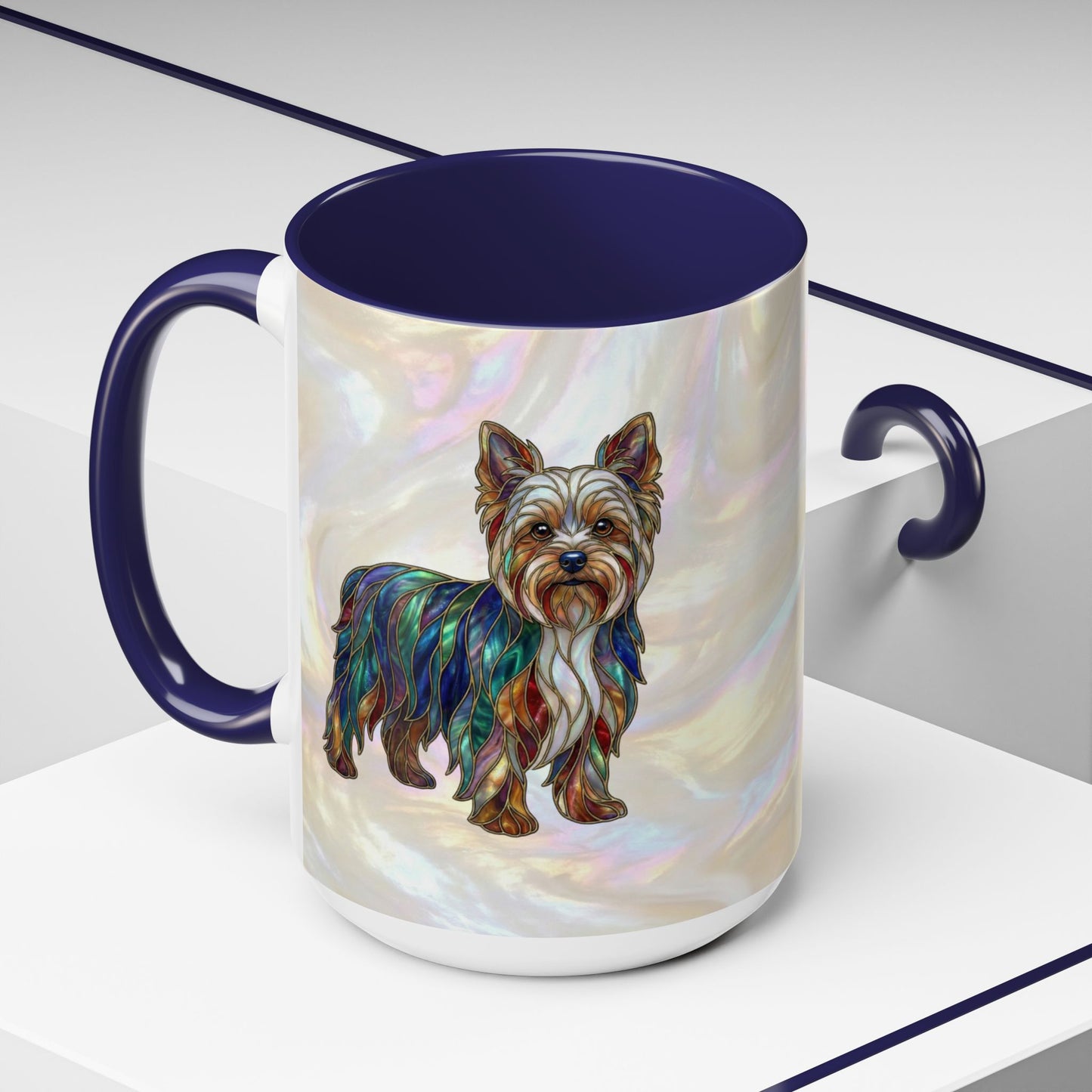 Yorkie Accent Coffee Mug – Stained Glass Design 11/15oz - 14653