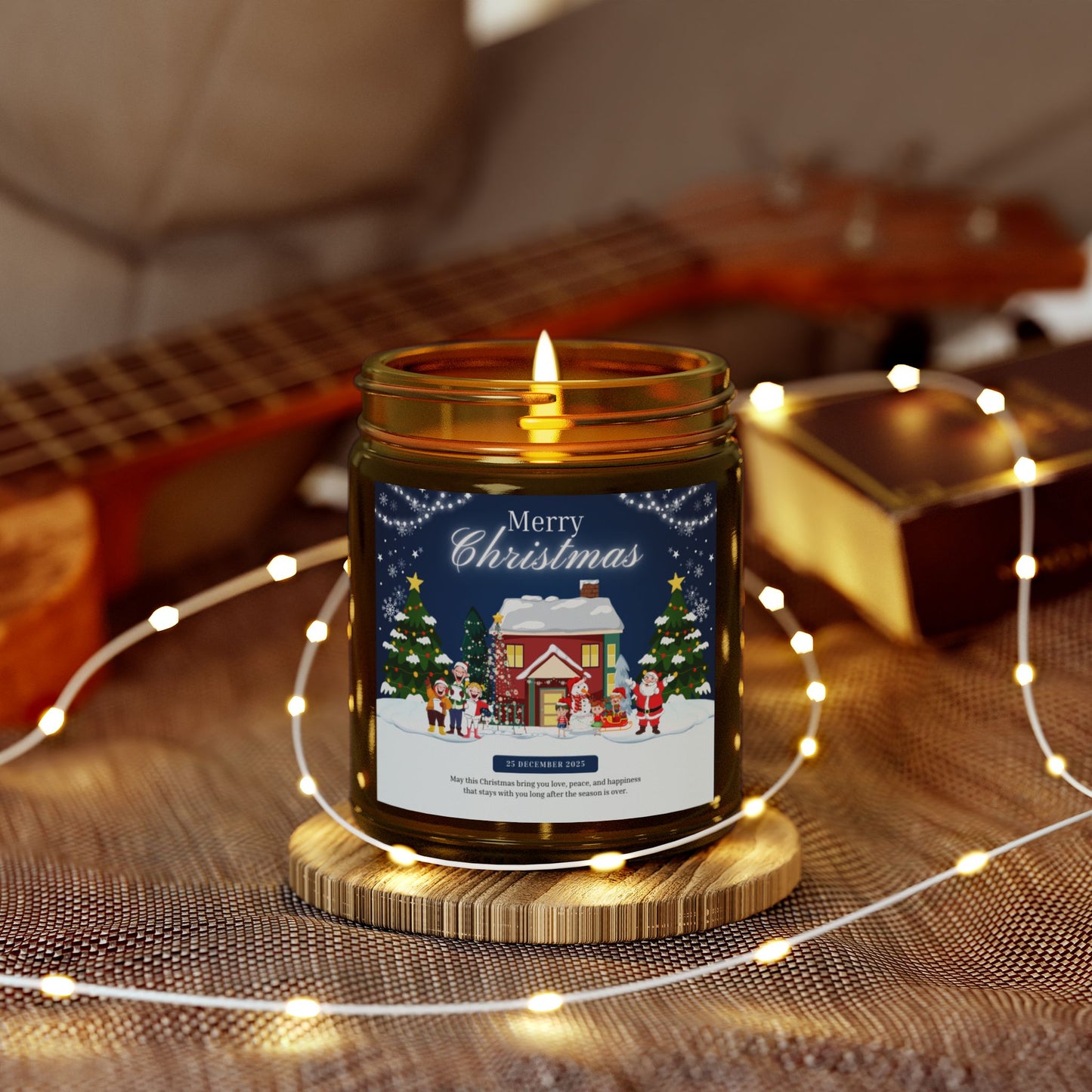 Merry Christmas, Happy New Year - Scented Candles, Coconut Apricot Wax (4oz, 9oz)