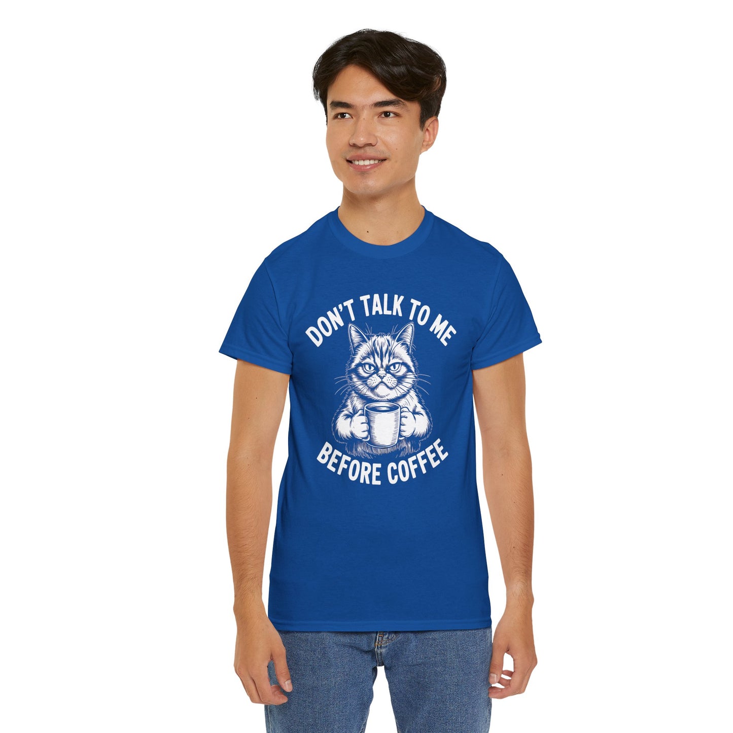 Funny Cat Coffee T-Shirt – “Don’t Talk To Me Before Coffee” Graphic Tee | Cute Grumpy Cat Shirt Gift - 14842