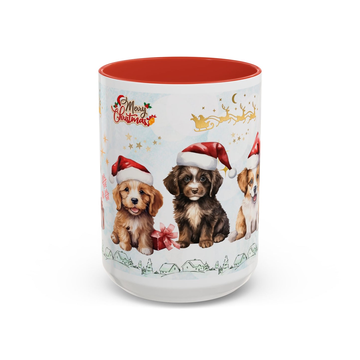 Merry Christmas, Puppies - Accent Coffee Mug (11, 15oz)