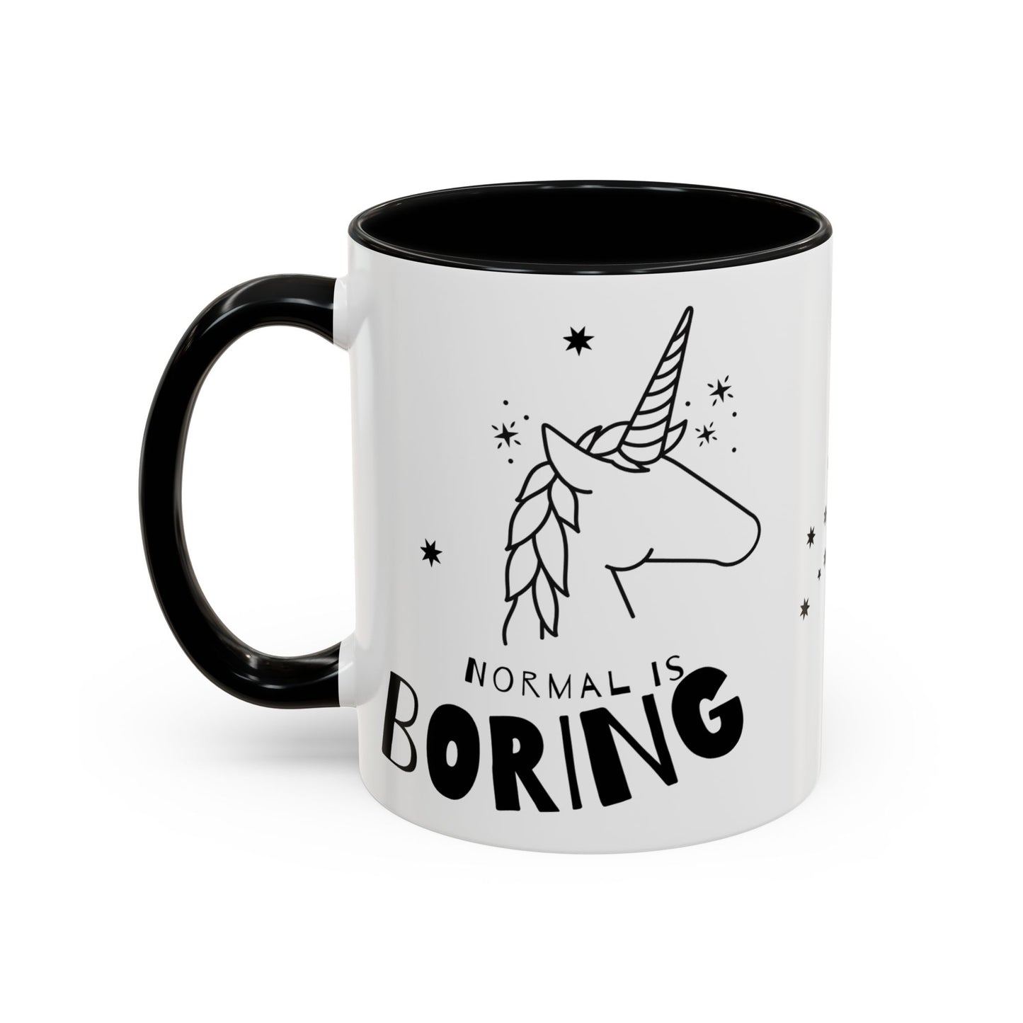 Normal is Boring, Be A Unicorn - Accent Coffee Mug (11, 15oz) - 11097