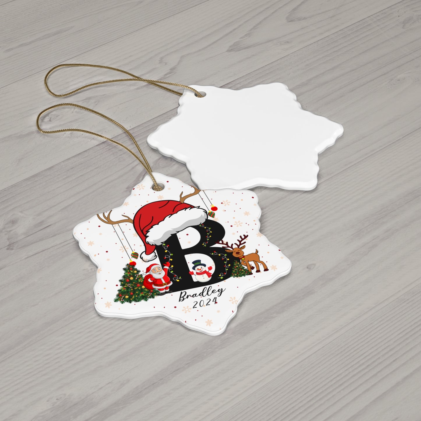 Christmas Letters With Names, Customizable - Ceramic Ornament, 4 Shapes - 10035