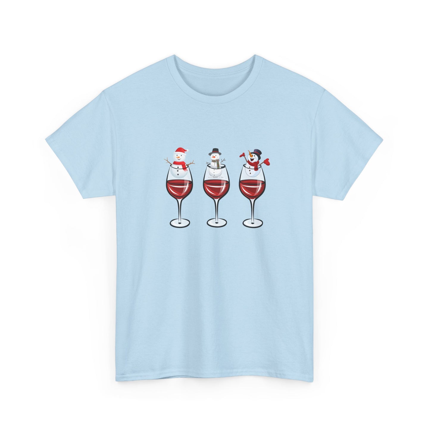 Snowmen & Glass of Wine - Unisex Heavy Cotton Tee