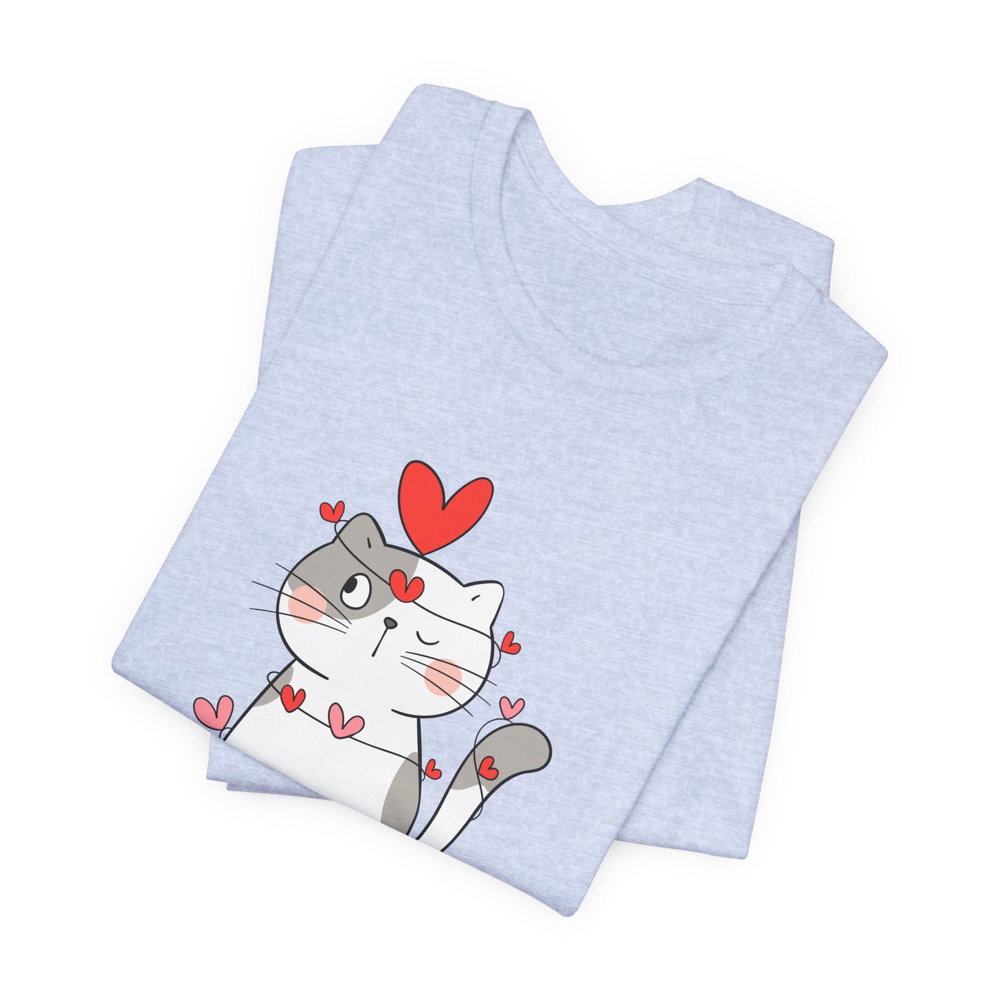 Cute Cat, Happy Valentine's Day - Unisex Jersey Short Sleeve Tee - 11359