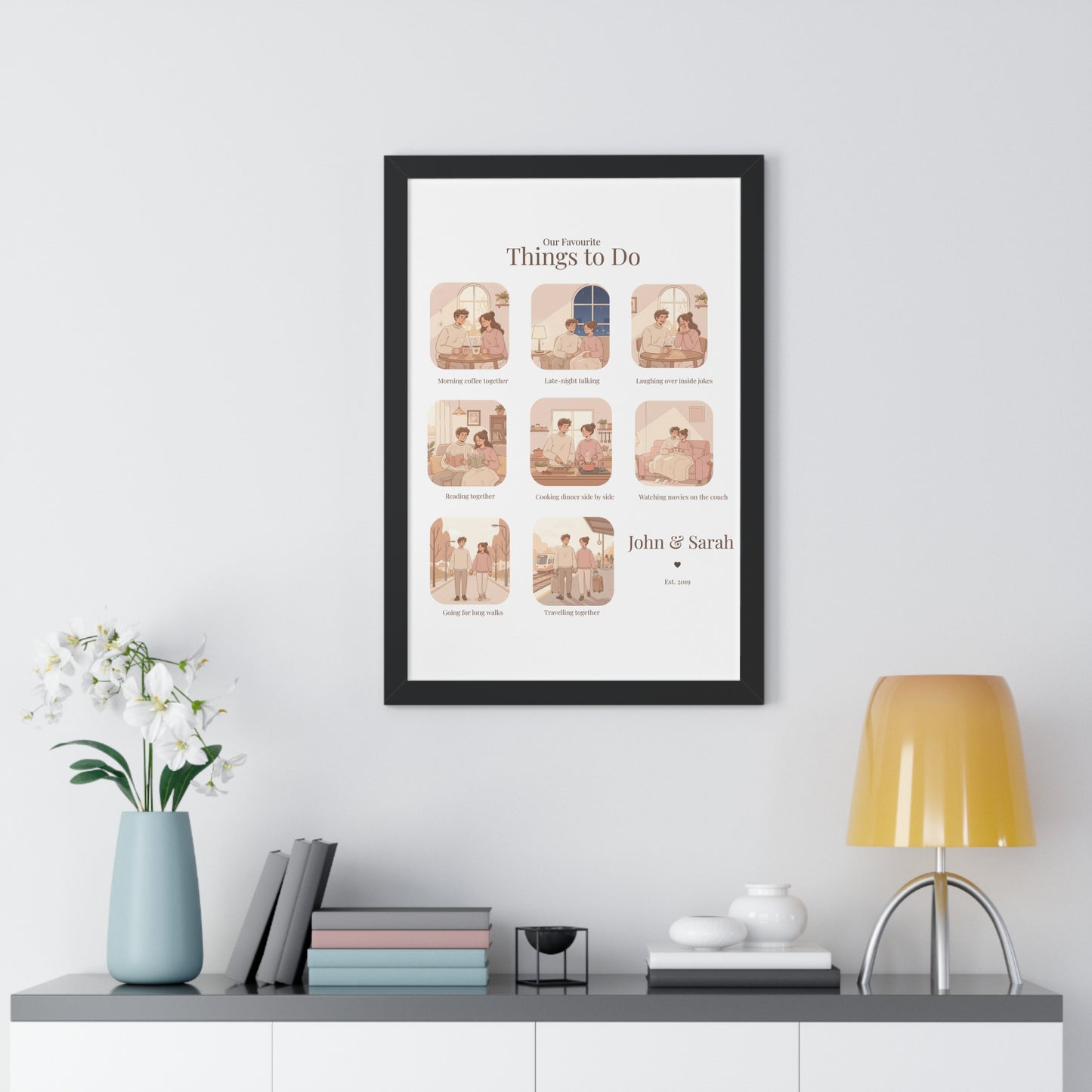 Framed Poster – “Our Favourite Things to Do” Personalized Couple Print | Valentine’s Gift - 14707