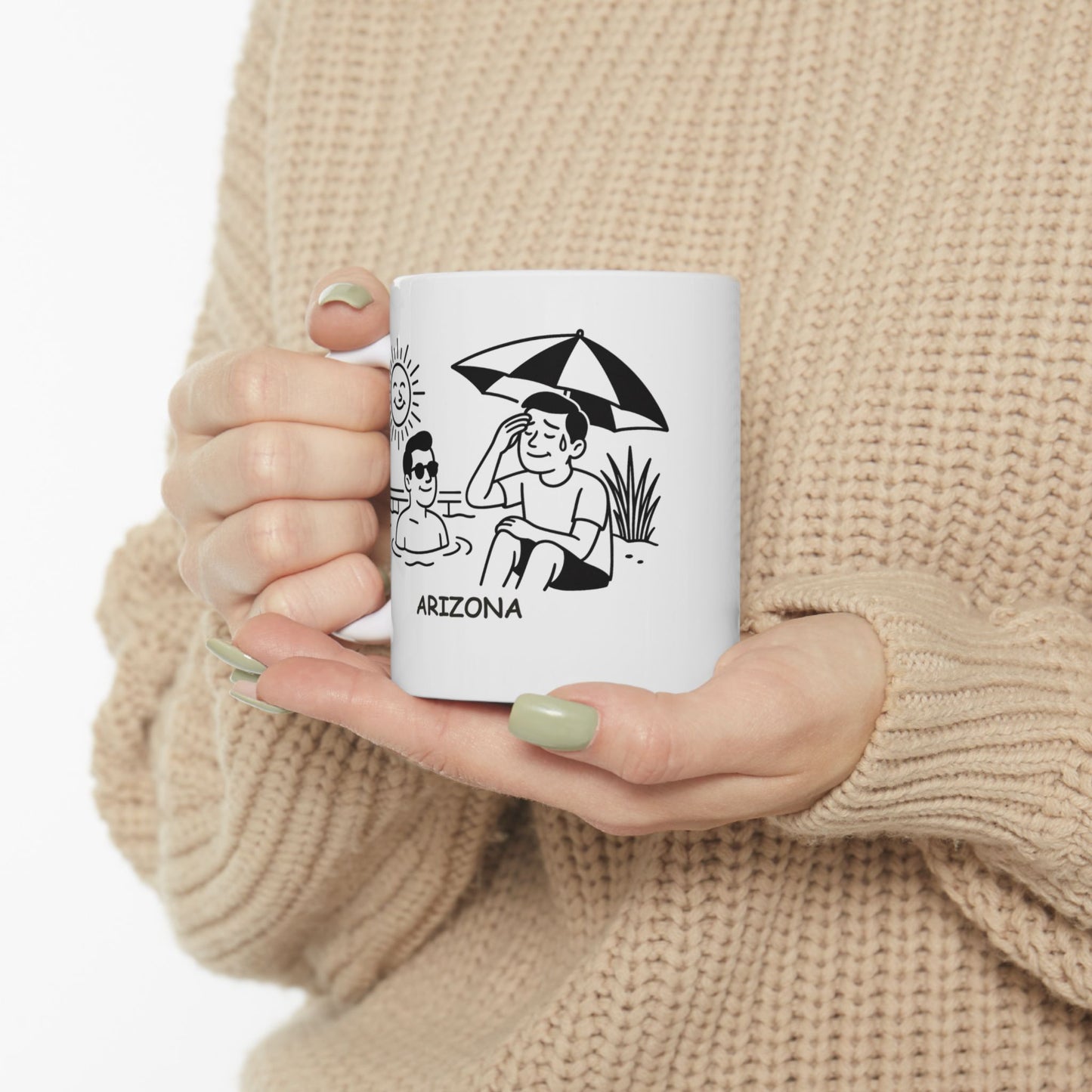 "In Arizona, the best place to cool down is in the pool... or anywhere with shade." Ceramic Mug, (11oz, 15oz) - 13162