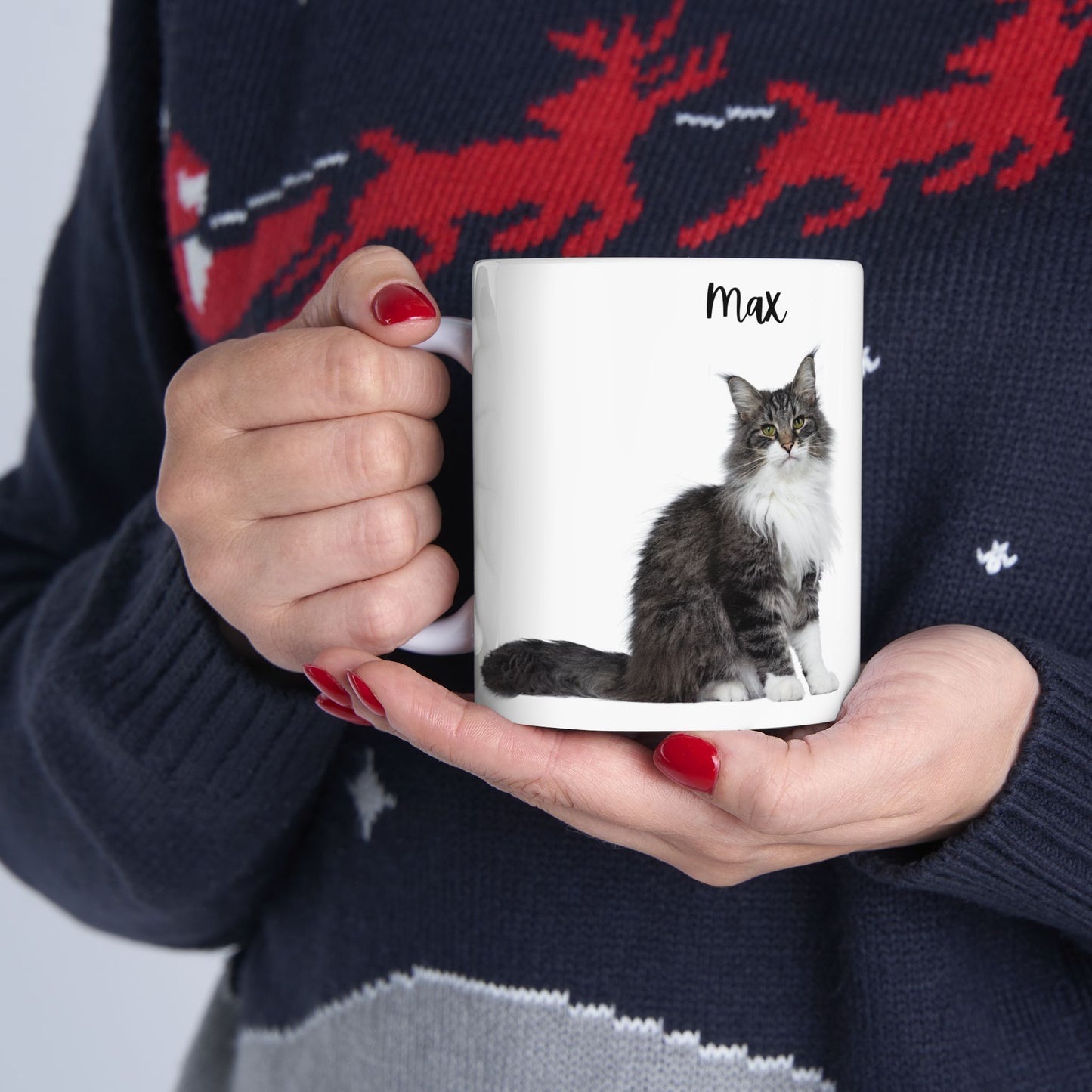 Personalized Cat Ceramic Mug for Cat Lovers, Custom Pet Mug, Coffee Cup, Gift for Cat Owners, Cute Cat Design - 14194