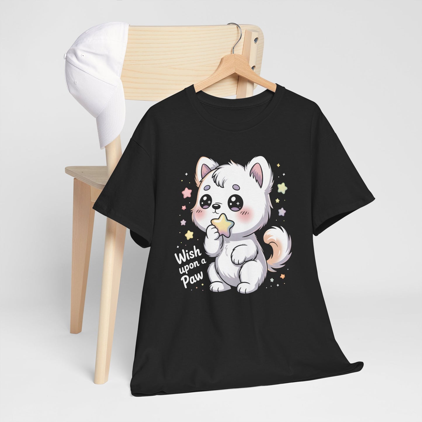 Cute Kitten T-Shirt – “Wish Upon a Paw” Kawaii Cat Tee Gift - 14851