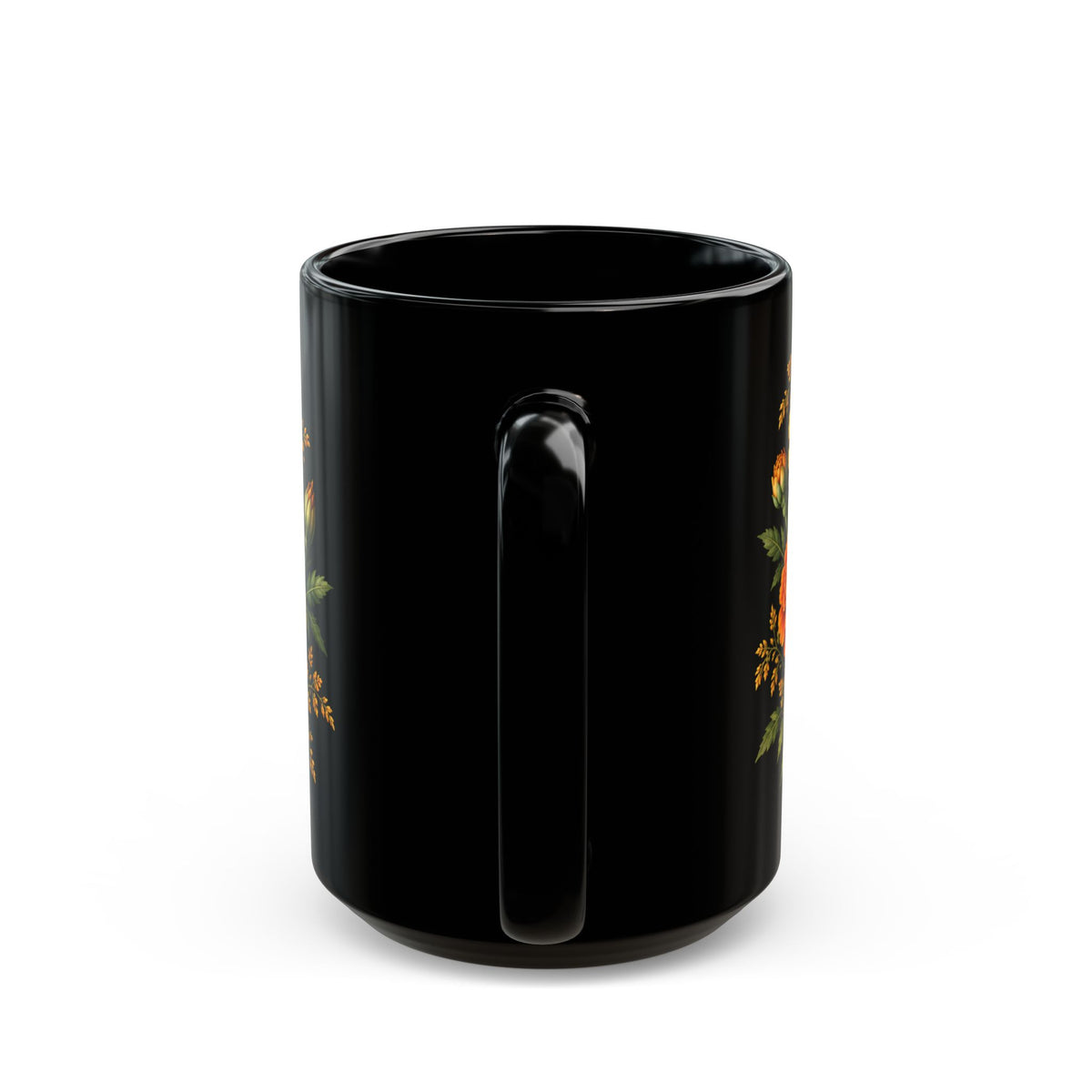 Personalized October Birth Flower Mug,  Marigold Black Coffee Cup, Custom Name 11oz/15oz - 14976