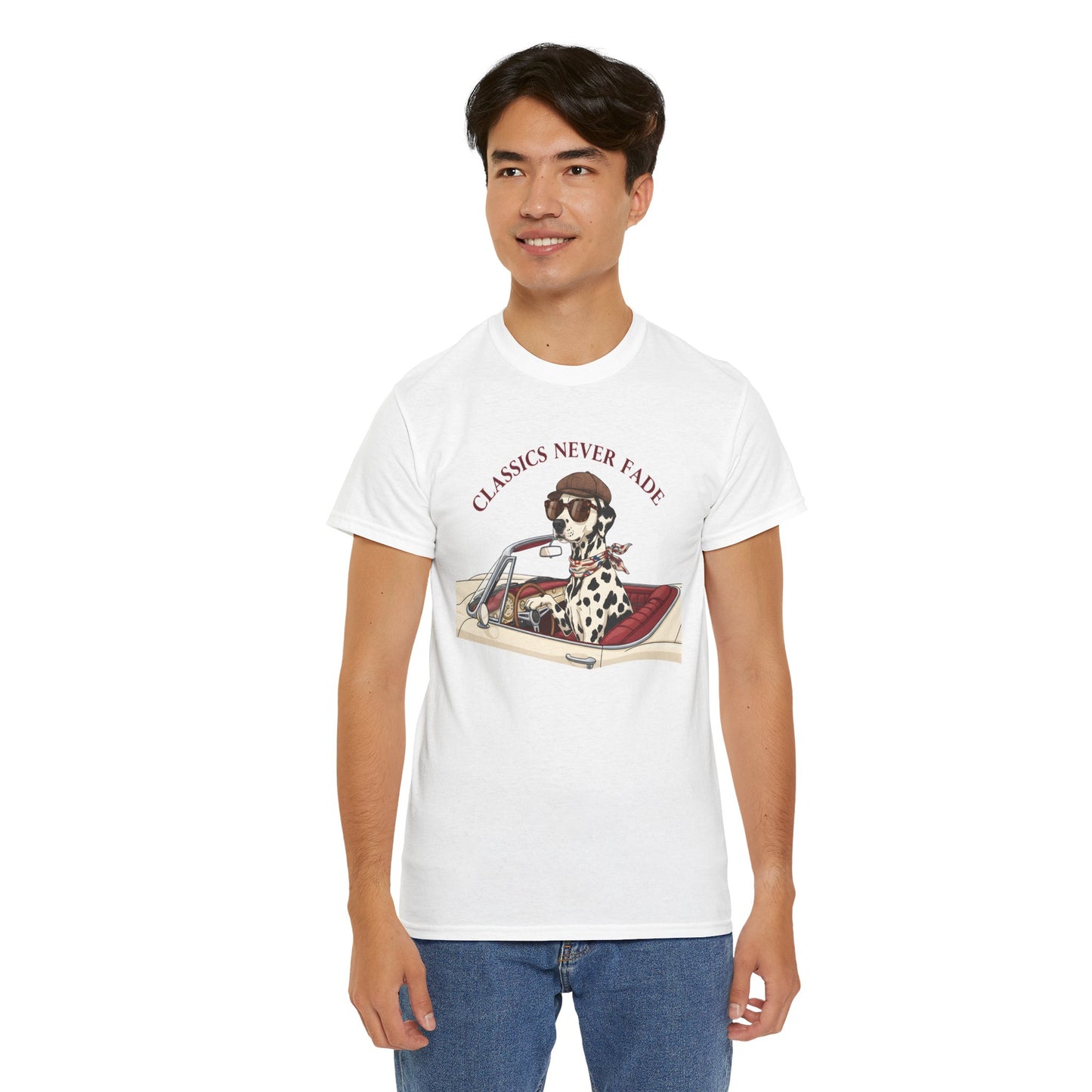 Retro Dog Driving T-Shirt – “Classics Never Fade” Vintage Convertible Tee Gift - 14850