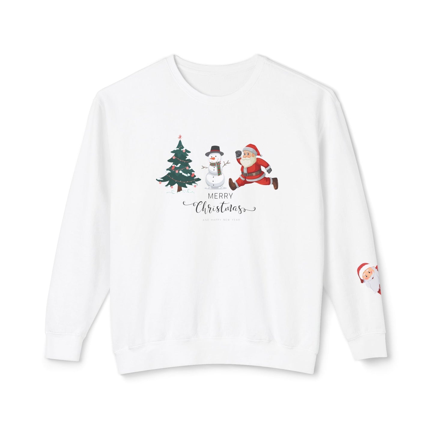 Christmas Tree, Snowman & Santa - Unisex Lightweight Crewneck Sweatshirt - 10392