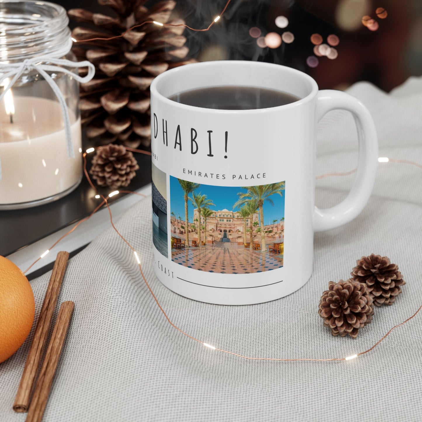 Hello Abu Dhabi! Ceramic Mug - 11oz & 15oz Coffee Cup with Scenic Design - 12097
