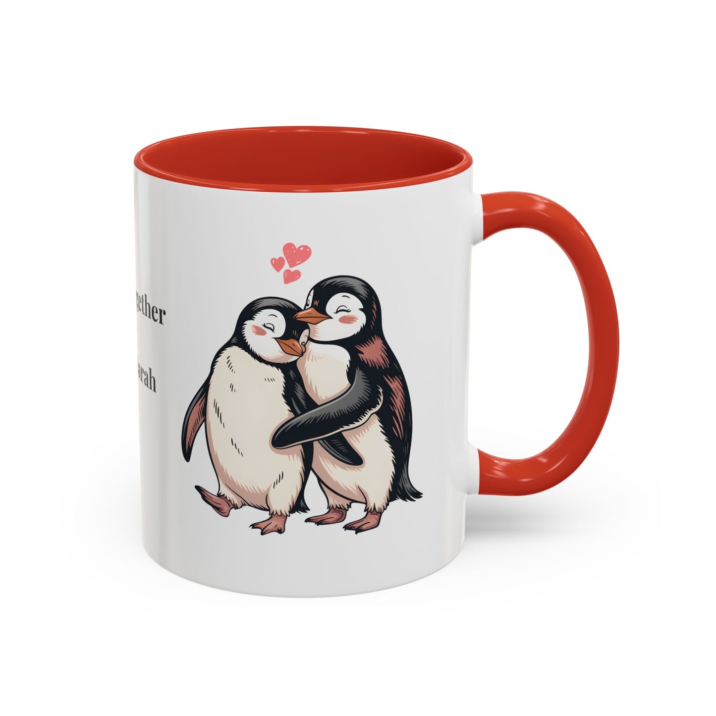 Always Together Personalized Coffee Mug — Penguin Couple with Custom Names & Established Date (11/15 oz) - 14744