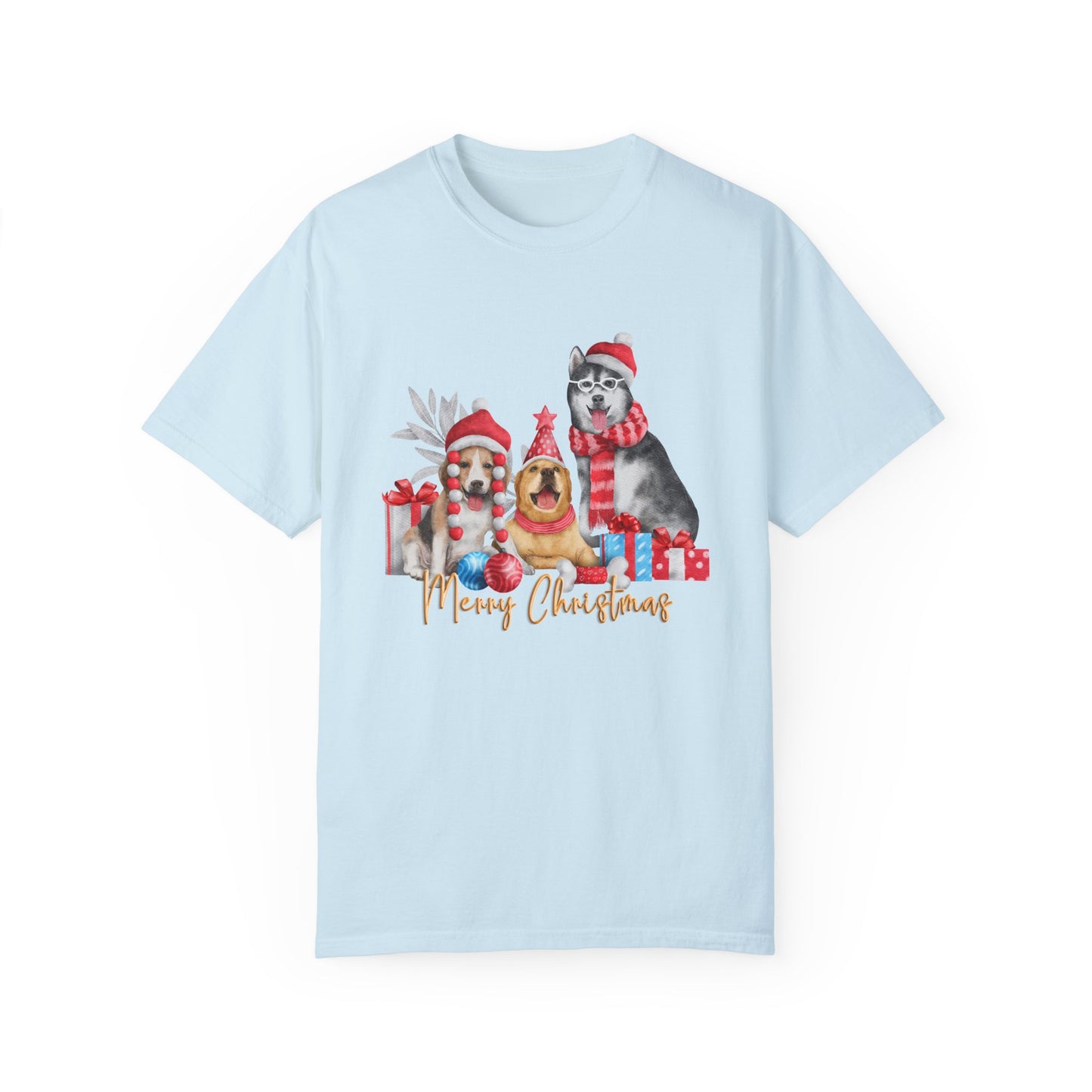 Dogs, Merry Christmas - Unisex Garment-Dyed T-shirt - 10284