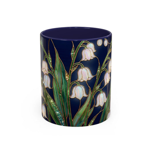 Lily of the Valley Floral Accent Coffee Mug — Stained Glass Design 11/15oz - 14596