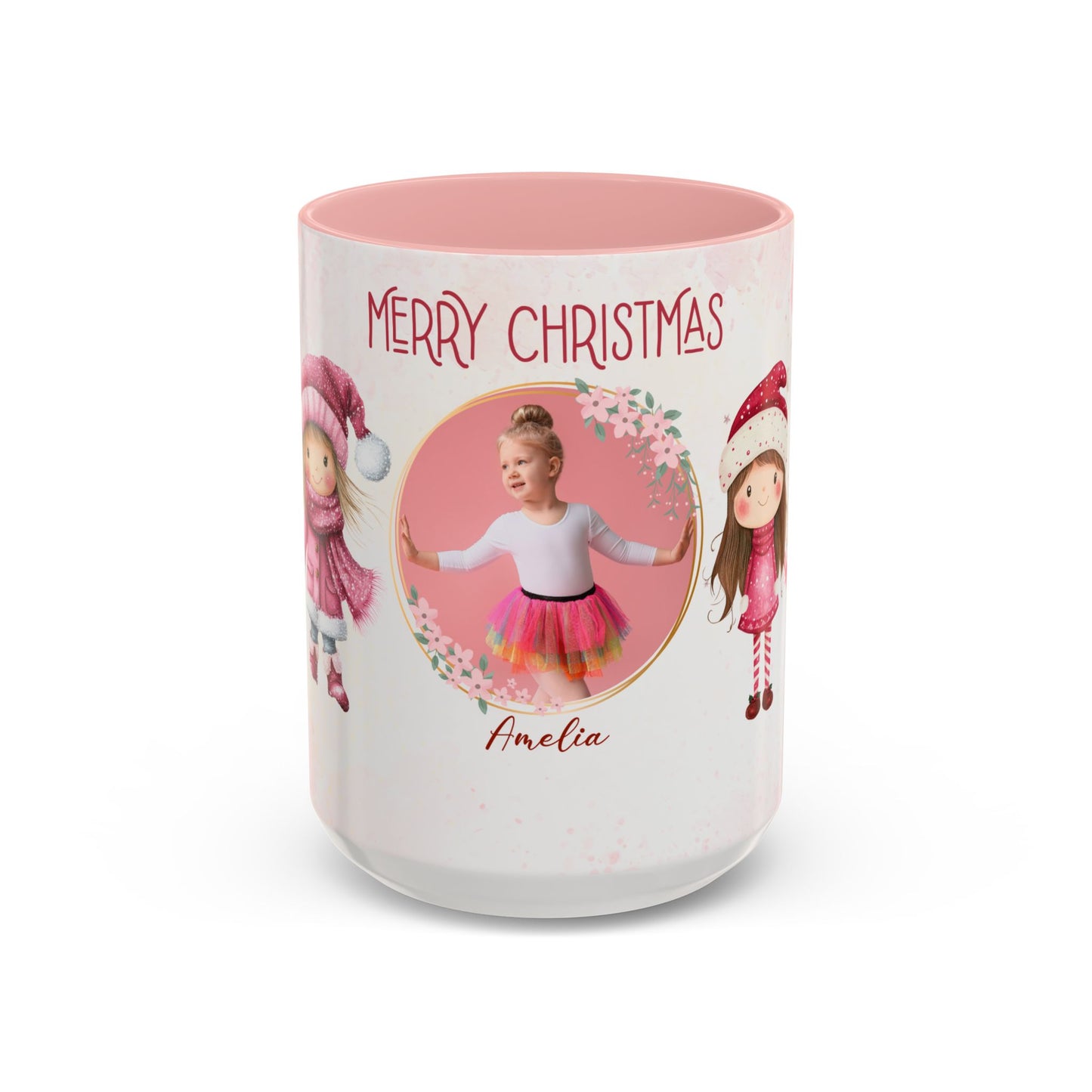 Amelia, Christmas Girl, Customizable - Accent Coffee Mug (11, 15oz) - 10144