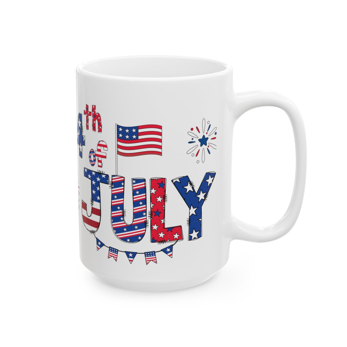 July 4, Eagle - Ceramic Mug, (11oz, 15oz)