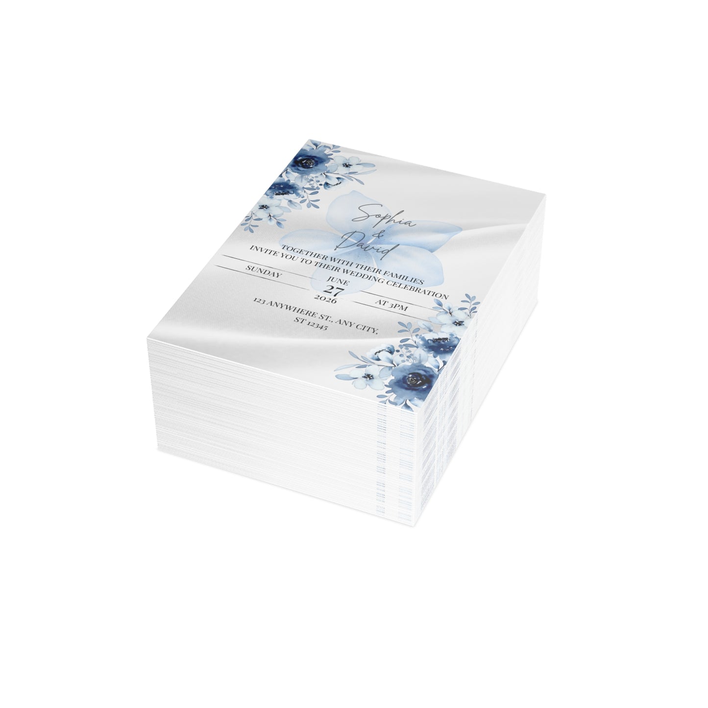 Custom Wedding Invitation with Flowers (envelopes included) - 14666