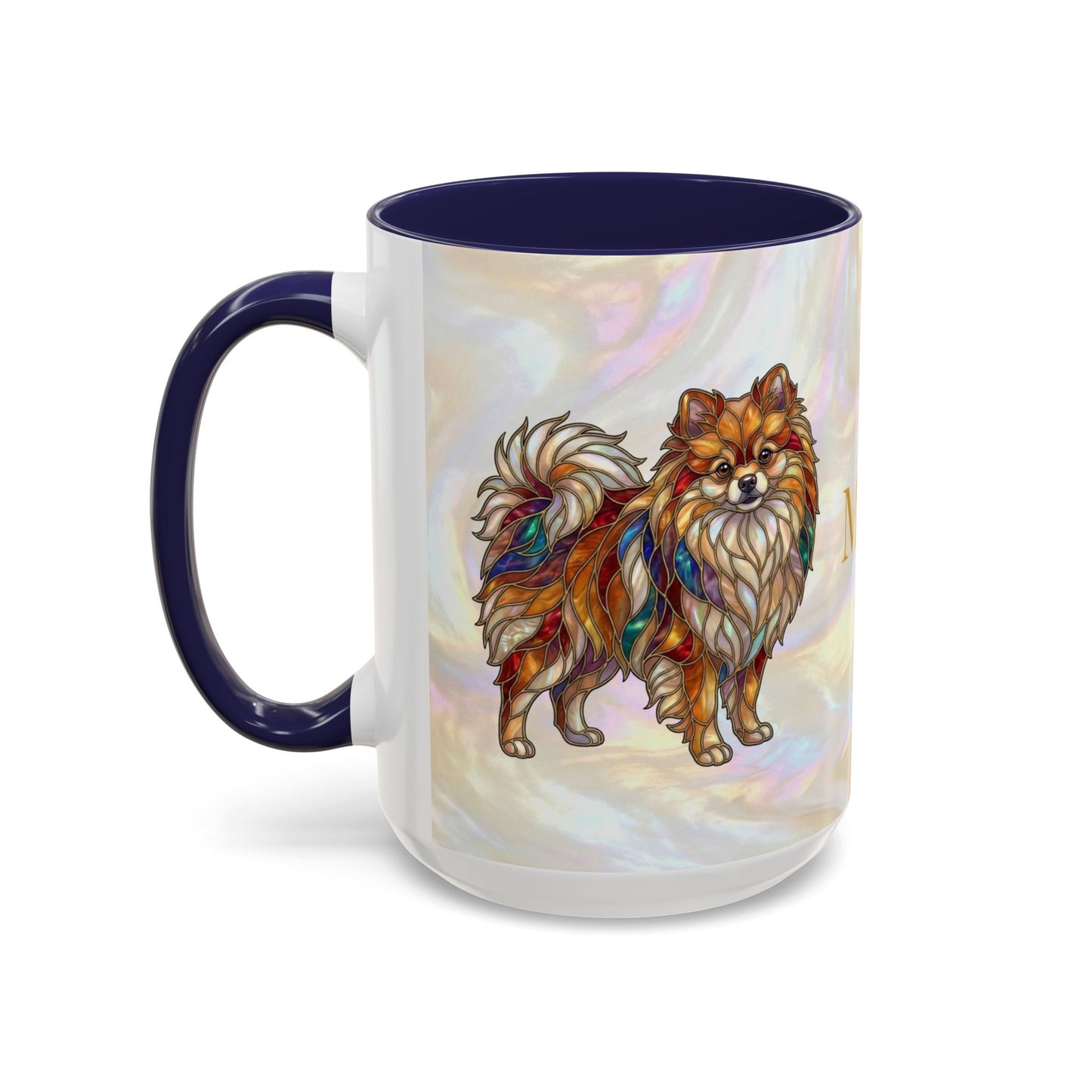 Pomeranian Accent Coffee Mug — Stained Glass Design (11/15oz) - 14638