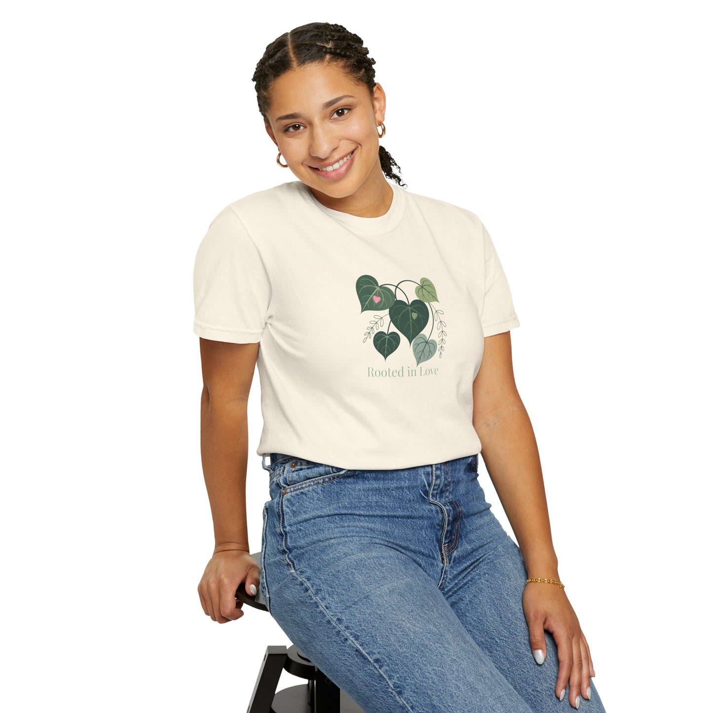 Rooted in Love T-Shirt — Heart Leaf Plant Graphic Tee - 14733