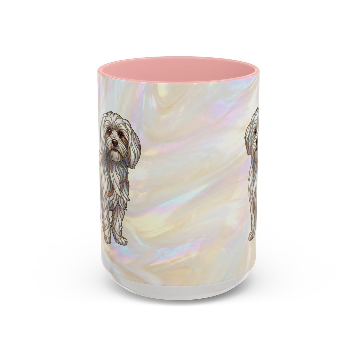 Maltese Dog Accent Coffee Mug – Stained Glass Design 11/15oz - 14642