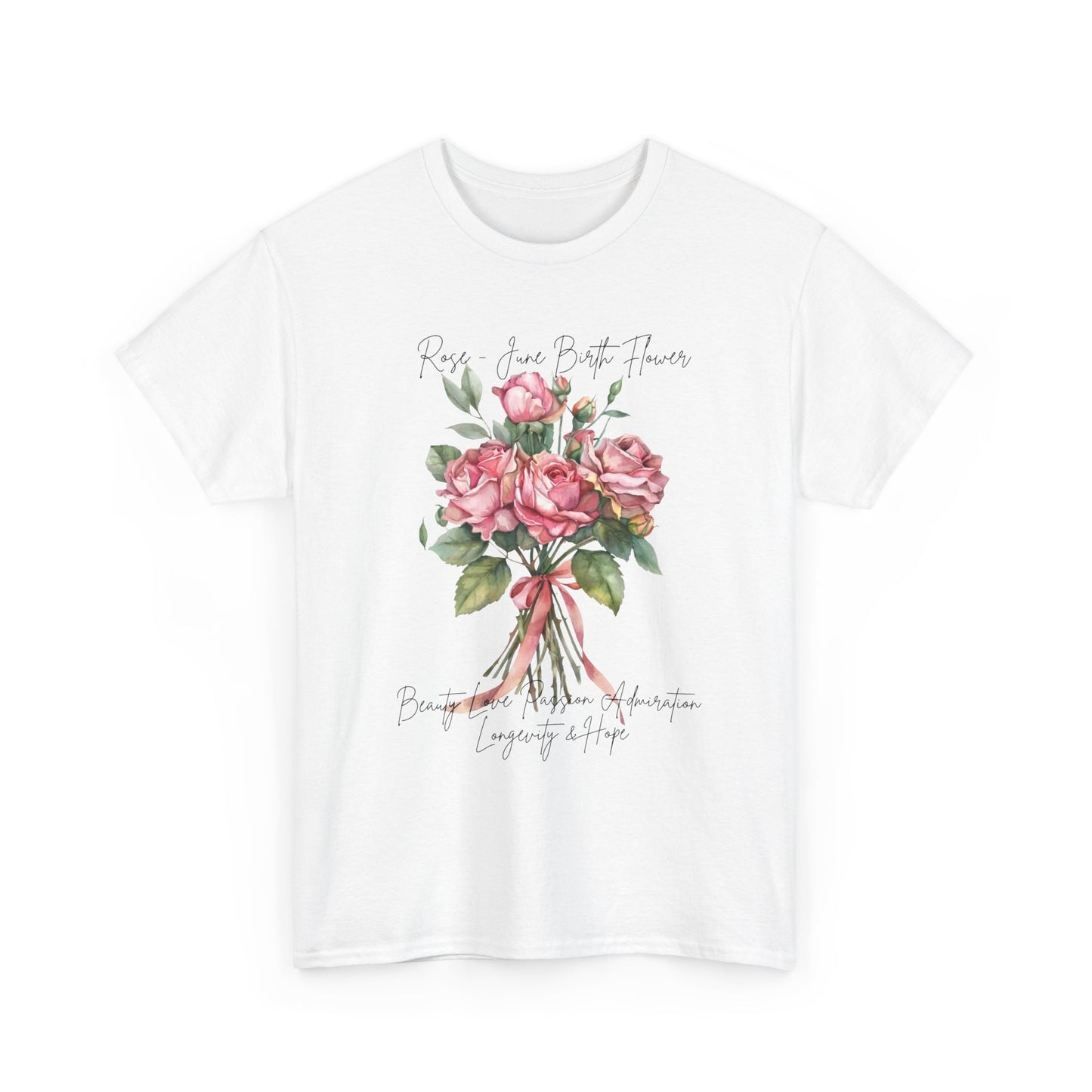 June Birth Flower Rose Shirt, Floral Bouquet Graphic Tee, Pink Roses T-Shirt, June Birthday Gift for Women- 14895
