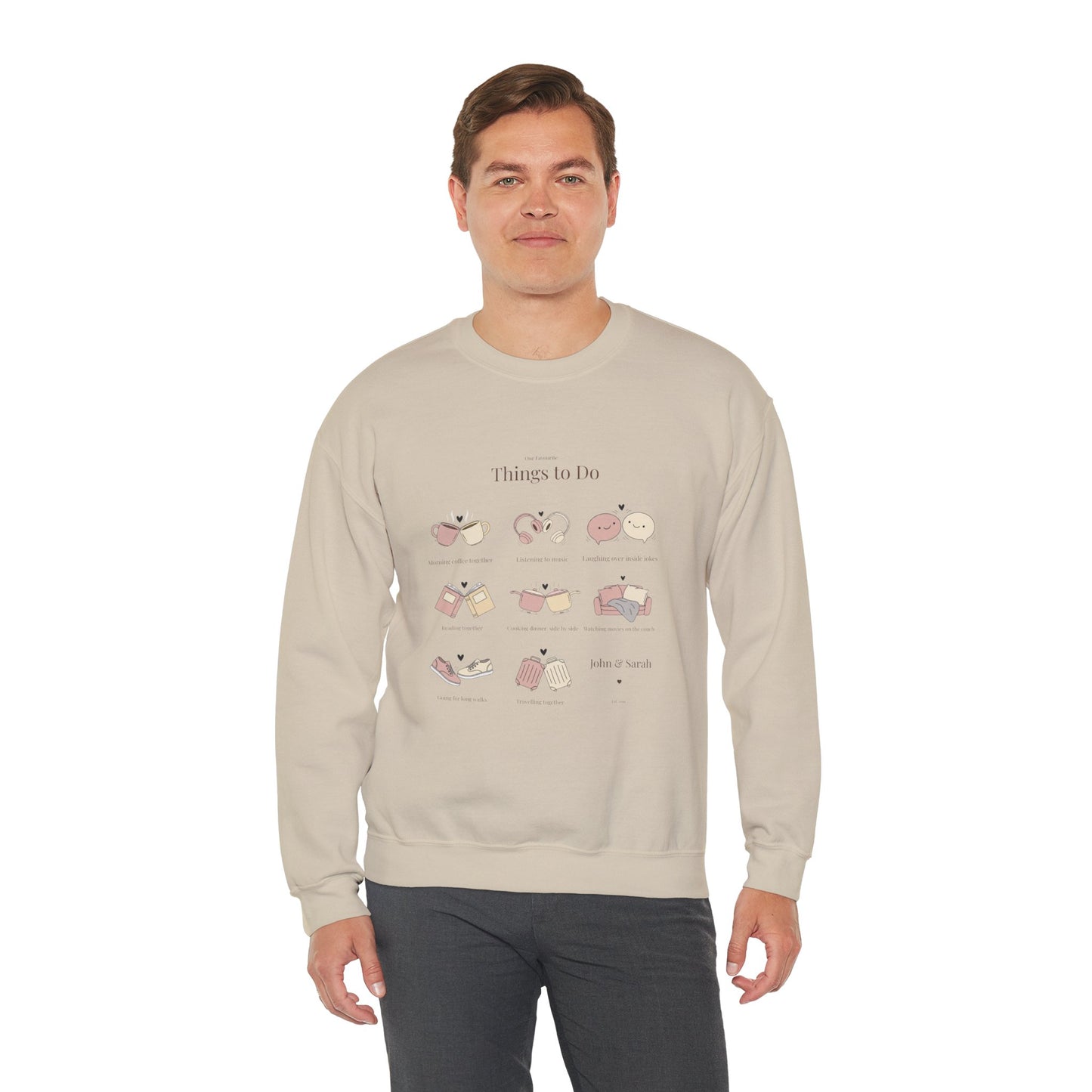 Our Favourite Things to Do Together – Personalised Illustration Crewneck Sweatshirt | Valentine’s Gift - 14726