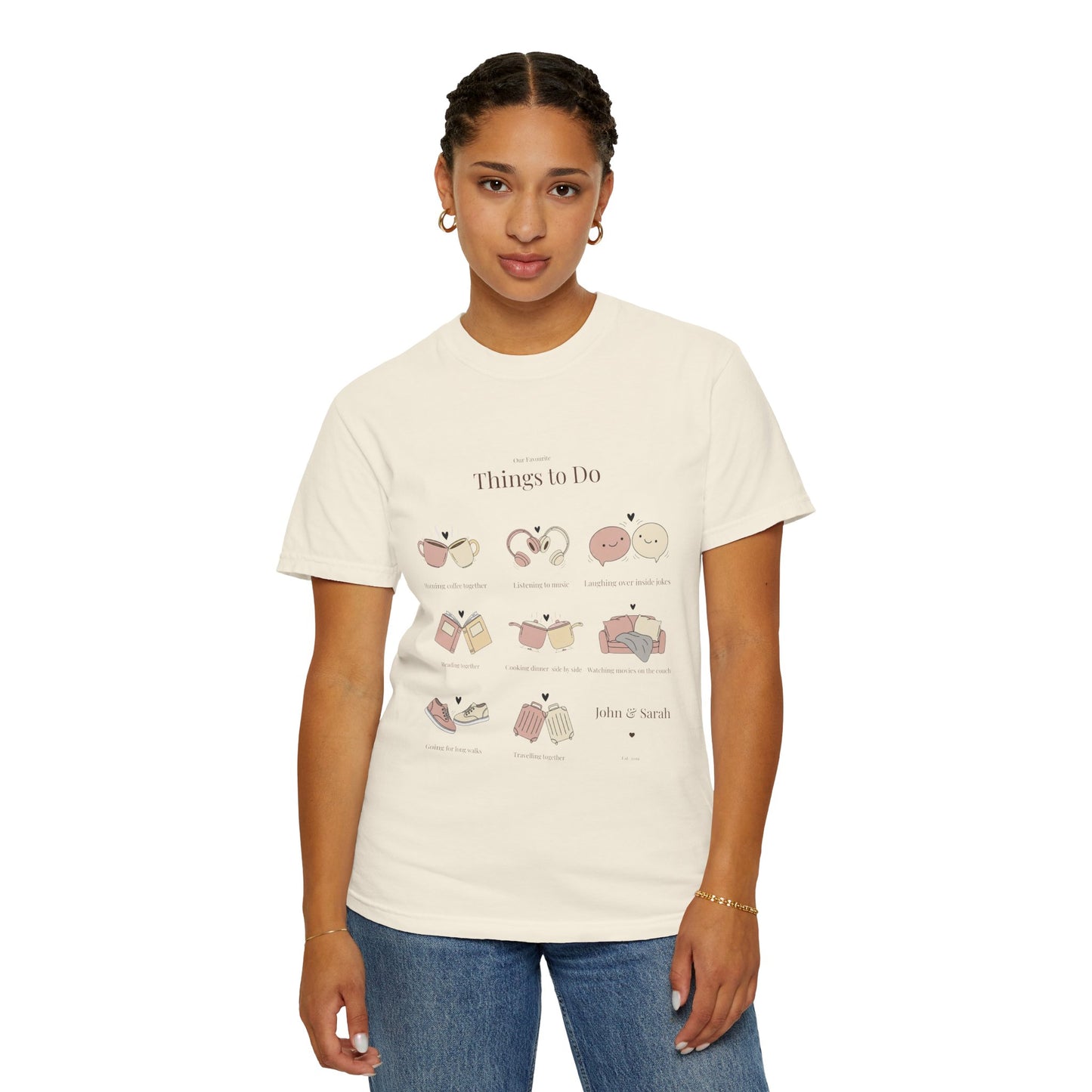 Our Favourite Things to Do Together – Personalised Valentine’s Illustration T-Shirt Gift - 14720