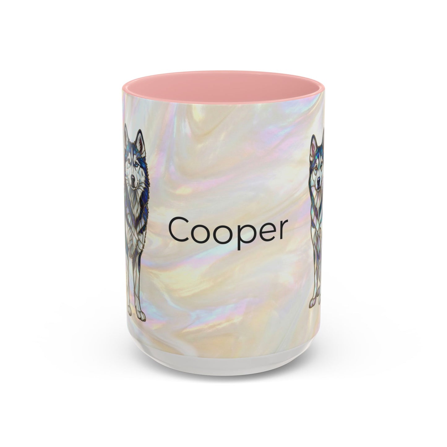 Personalized Husky Accent Coffee Mug – Stained Glass Design (11/15oz) - 14543