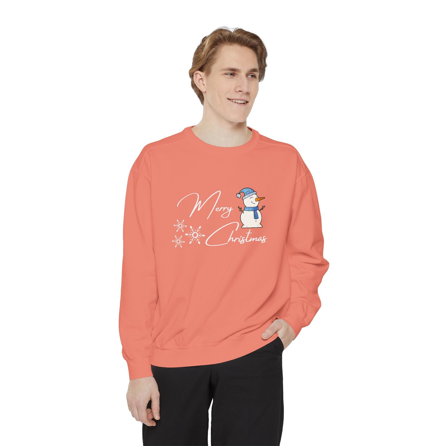 Snowman, Merry Christmas - Unisex Garment-Dyed Sweatshirt - 10176