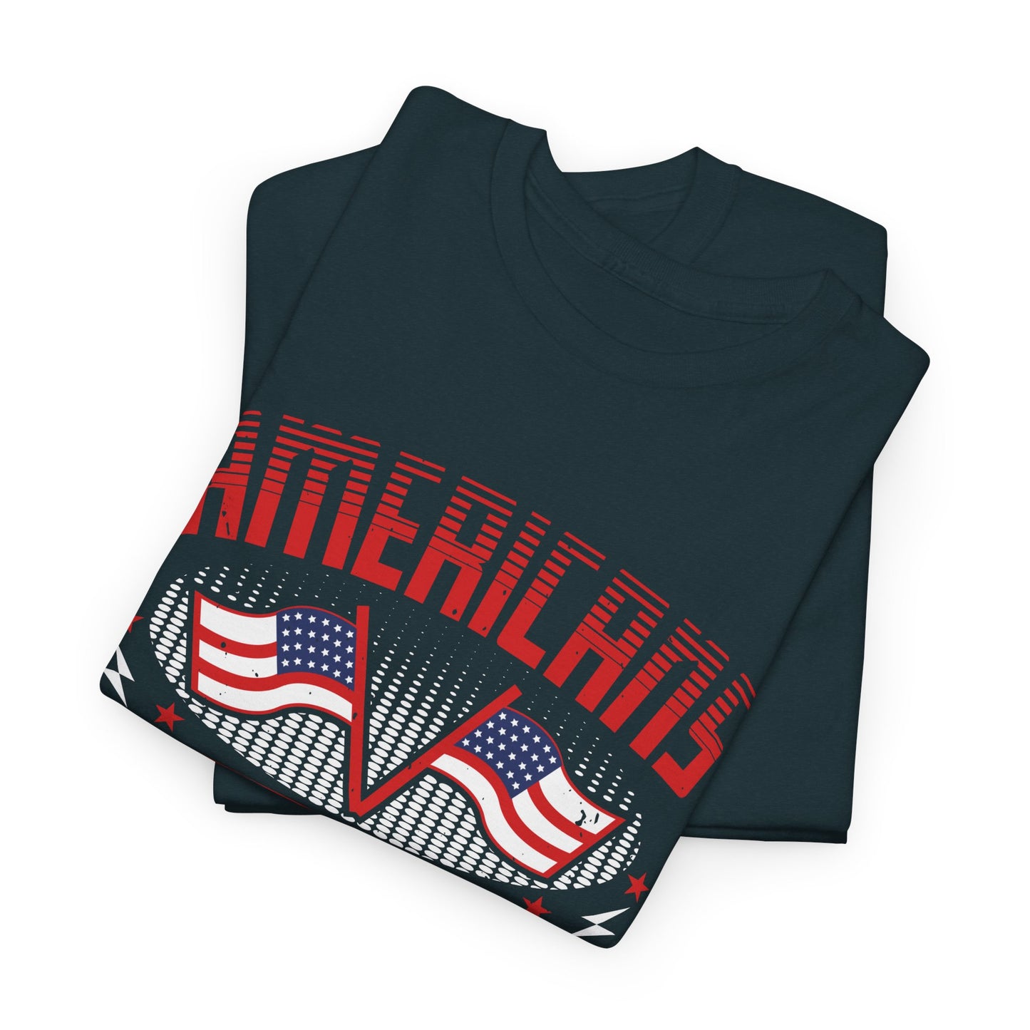 Bold American Pride Tee - 'Americans Never Quit' Graphic Shirt, Patriotic Apparel, Unisex Cotton Tee, Gift for Veterans, Independence - 13814