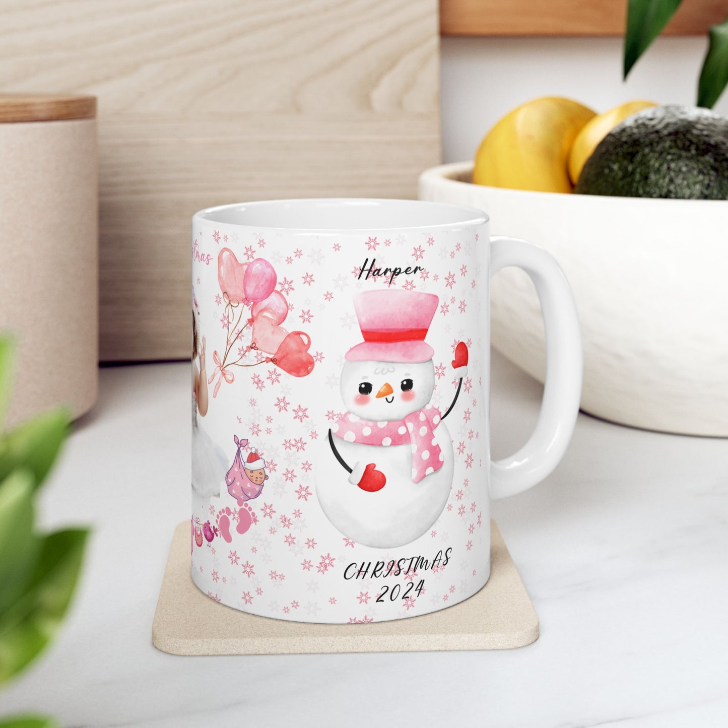 First Christmas, Baby Girl, Customizable - Ceramic Mug, (11oz, 15oz) - 10003